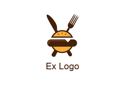 burger with fork and knife logo