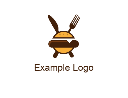 burger with fork and knife logo