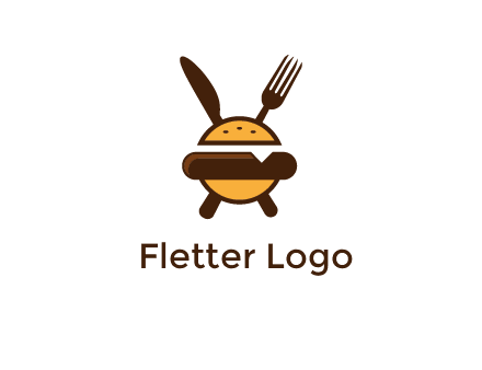 burger with fork and knife logo