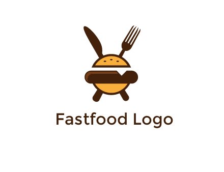 burger with fork and knife logo