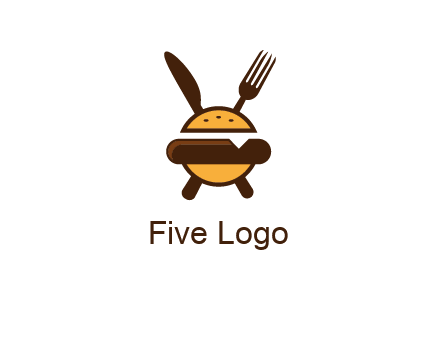 burger with fork and knife logo
