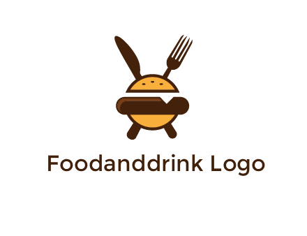 burger with fork and knife logo