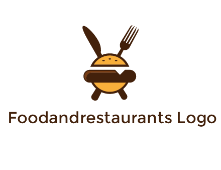 burger with fork and knife logo