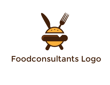 burger with fork and knife logo