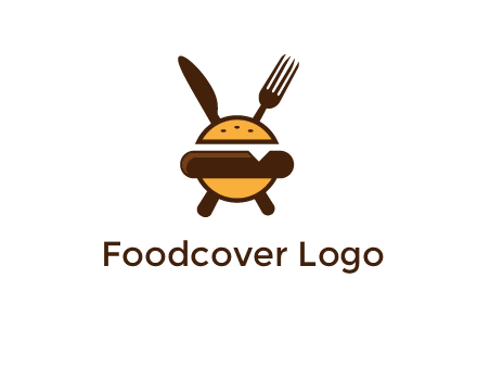 burger with fork and knife logo