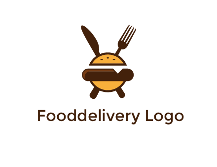 burger with fork and knife logo