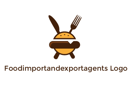 burger with fork and knife logo