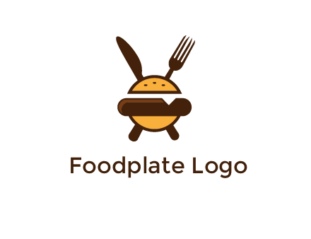 burger with fork and knife logo