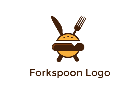 burger with fork and knife logo
