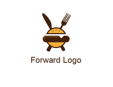 burger with fork and knife logo
