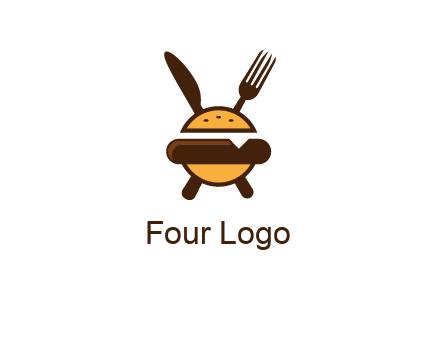 burger with fork and knife logo