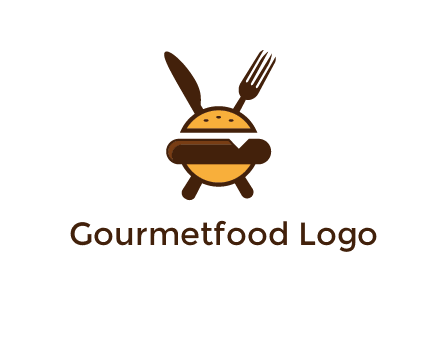 burger with fork and knife logo