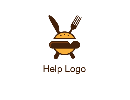 burger with fork and knife logo