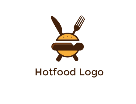burger with fork and knife logo