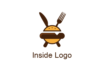 burger with fork and knife logo