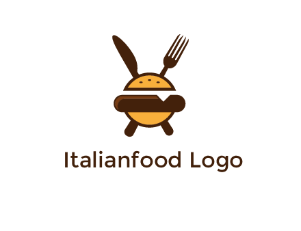 burger with fork and knife logo