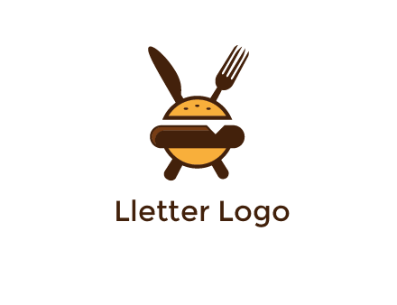 burger with fork and knife logo