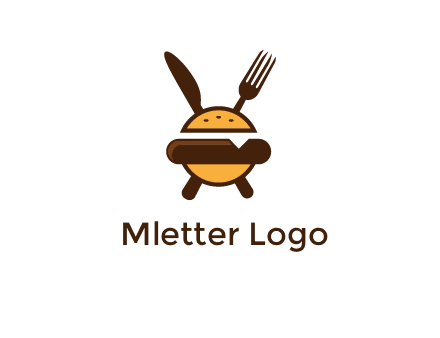 burger with fork and knife logo