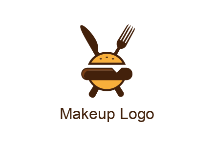 burger with fork and knife logo