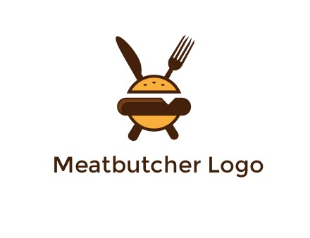 burger with fork and knife logo
