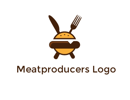 burger with fork and knife logo