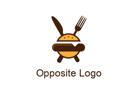 burger with fork and knife logo