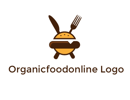 burger with fork and knife logo