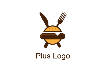 burger with fork and knife logo