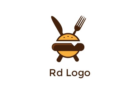 burger with fork and knife logo