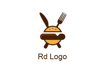burger with fork and knife logo