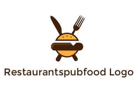burger with fork and knife logo
