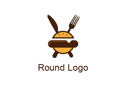 burger with fork and knife logo