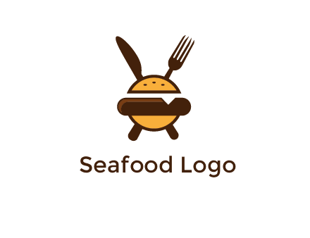 burger with fork and knife logo