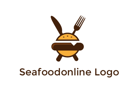 burger with fork and knife logo