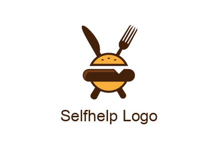 burger with fork and knife logo