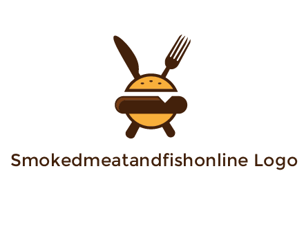 burger with fork and knife logo