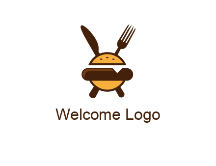 burger with fork and knife logo
