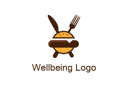 burger with fork and knife logo