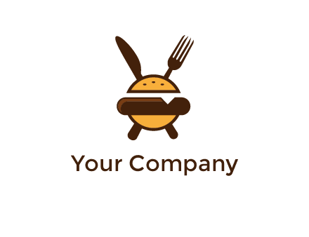 burger with fork and knife logo