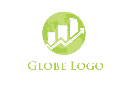 arrow going up with financial bars and globe logo