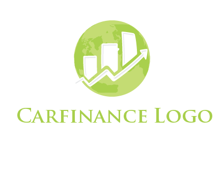 arrow going up with financial bars and globe logo