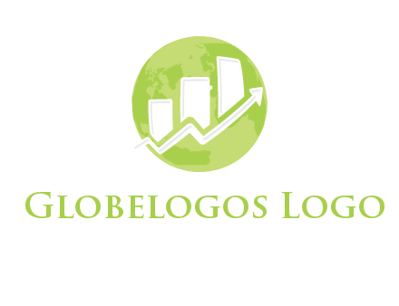 arrow going up with financial bars and globe logo