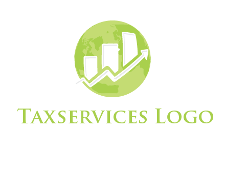 arrow going up with financial bars and globe logo