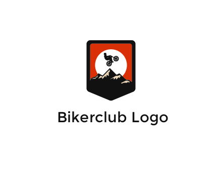 jumping bike and mountain emblem