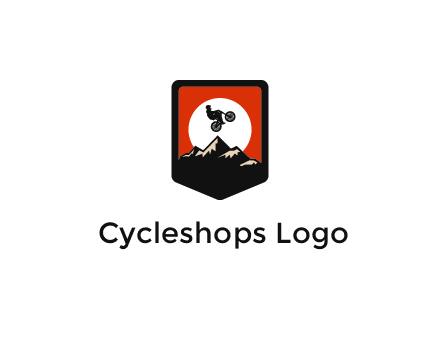 jumping bike and mountain emblem