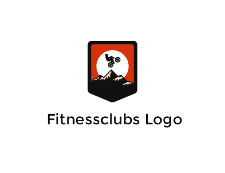 jumping bike and mountain emblem