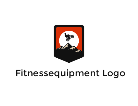 jumping bike and mountain emblem