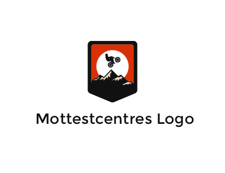 jumping bike and mountain emblem