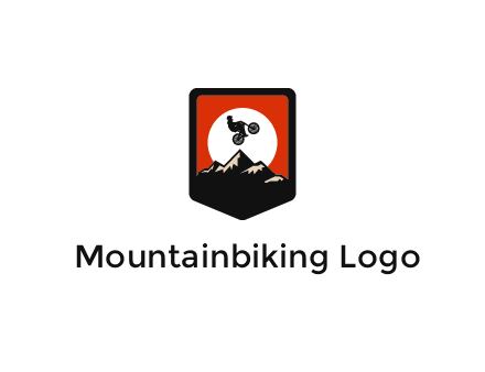 jumping bike and mountain emblem