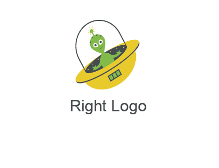 cartoon spaceship and alien logo